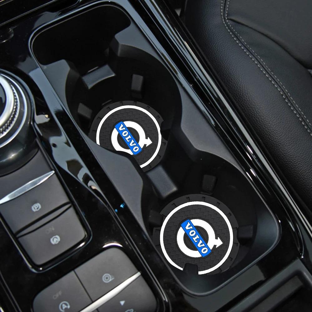 zpebr9 2Pcs Car Coaster Non-Slip Silicone Mat Auto Interior Anti-Slip Cup Pad For Volvo XC90 XC60 C30 T6 S60 C70 XC40 V40 XC70 V70 V60