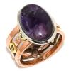 Кольцо из натурального звездчатого аметиста с двухцветным серебряным камнем 925 пробы S.7.5 N8y83