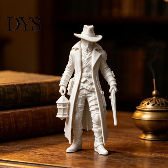 Матовая черная статуэтка 3D-печатный готический фонарь Охотник, Мужчина в темном плаще, Прочная статичная фигурка с плащом для Хэллоуина, Жуткая