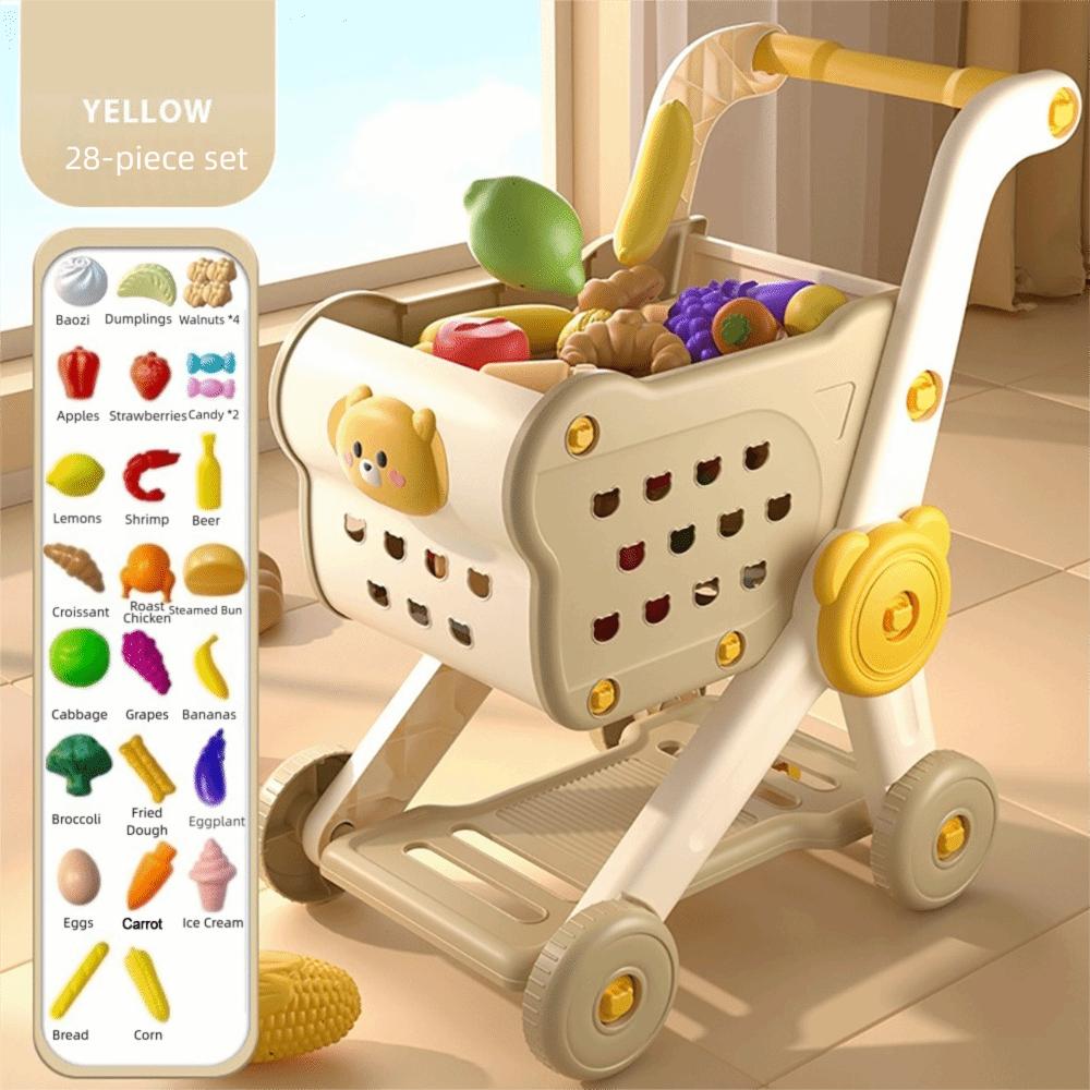 Mini Size Kitchen Playset Food Vegetables Supermarket Toy Shopping Cart Toy Learning Activity