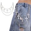 Cross Punk Side Chain On Jeans Pants Handbag for Y2K Girls Layered Body Chain Trousers Street Clothing Accessories