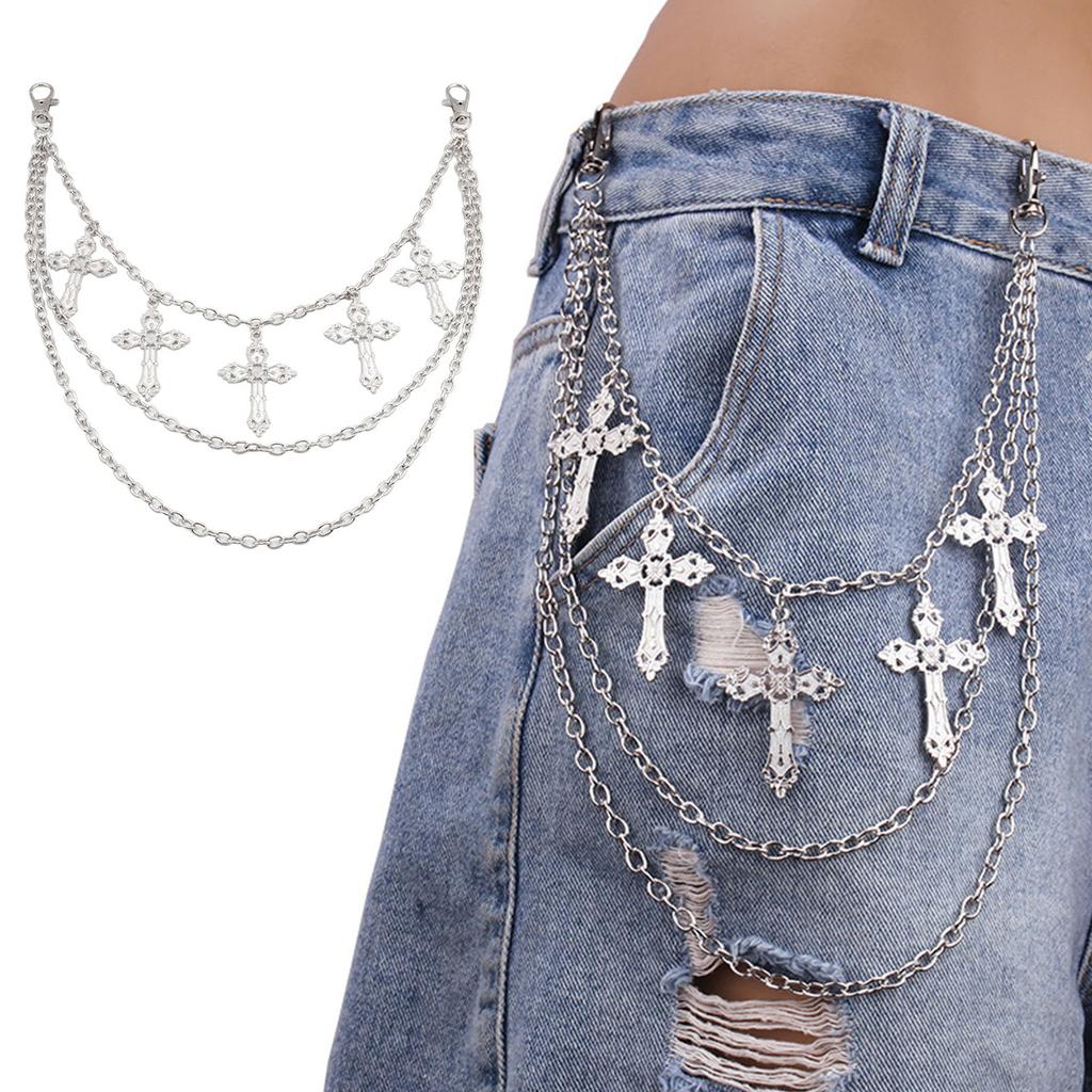 Hip Hop Pants Chain Punk Rock Jeans Chain Wallet Chains Unisex Trousers Chain Y2K Gothic Aesthetic Accessories