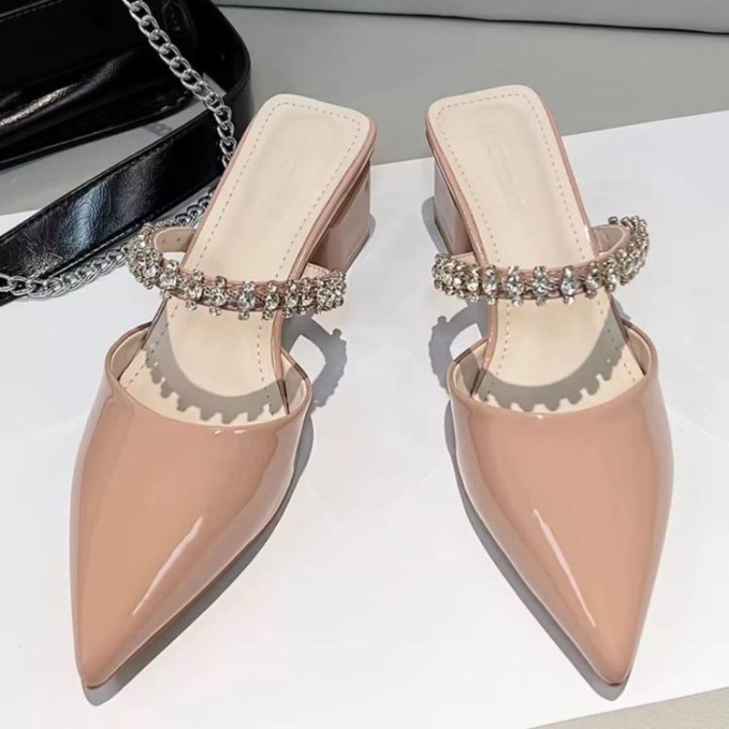 Женские тапочки нового стиля Высококачественная обувь на плоской подошве Повседневная отделка стразами Роскошная дизайнерская женская обувь Zapatos Mujer