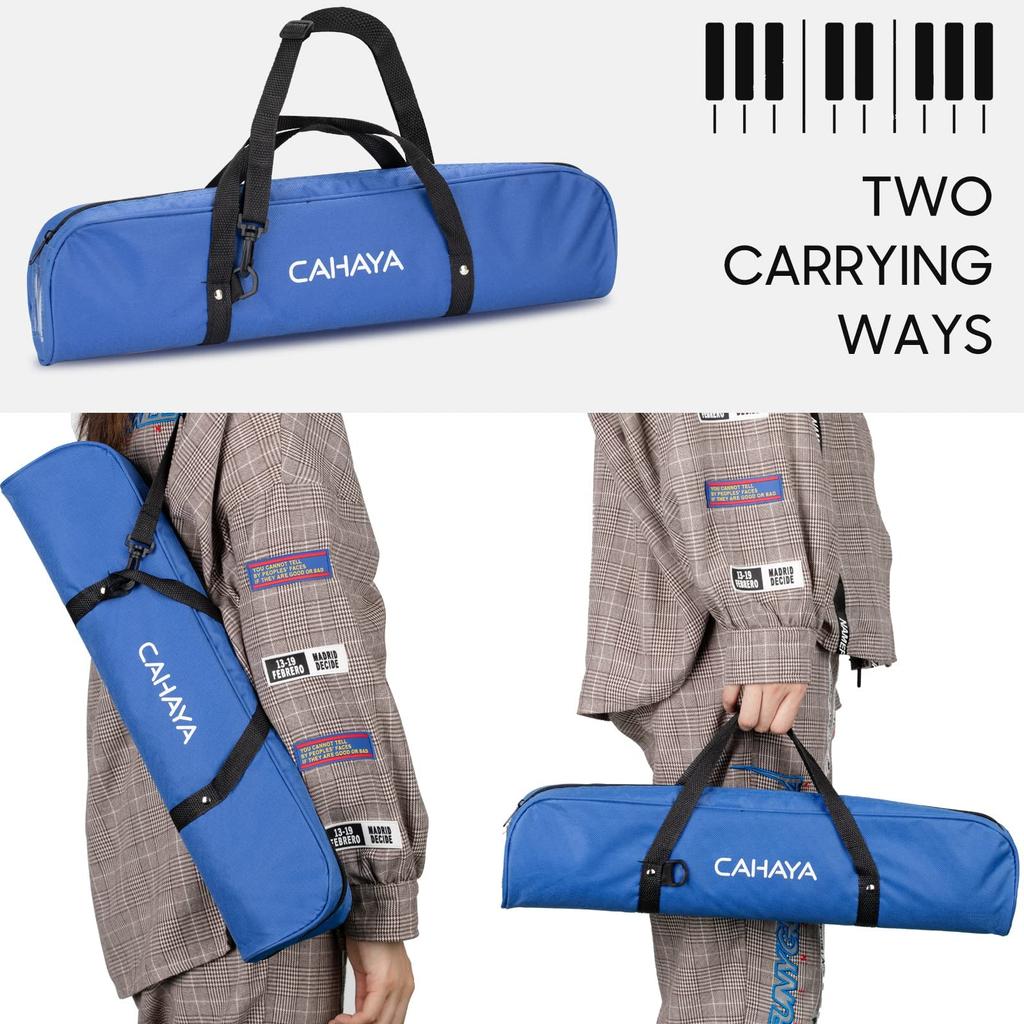 CAHAYA Set with Storage Lightweight Melodion for Elementary School Suitable for Tabletop and Standing Includes 2 Blue 32-Key Melodica, 7-Piece Bag,