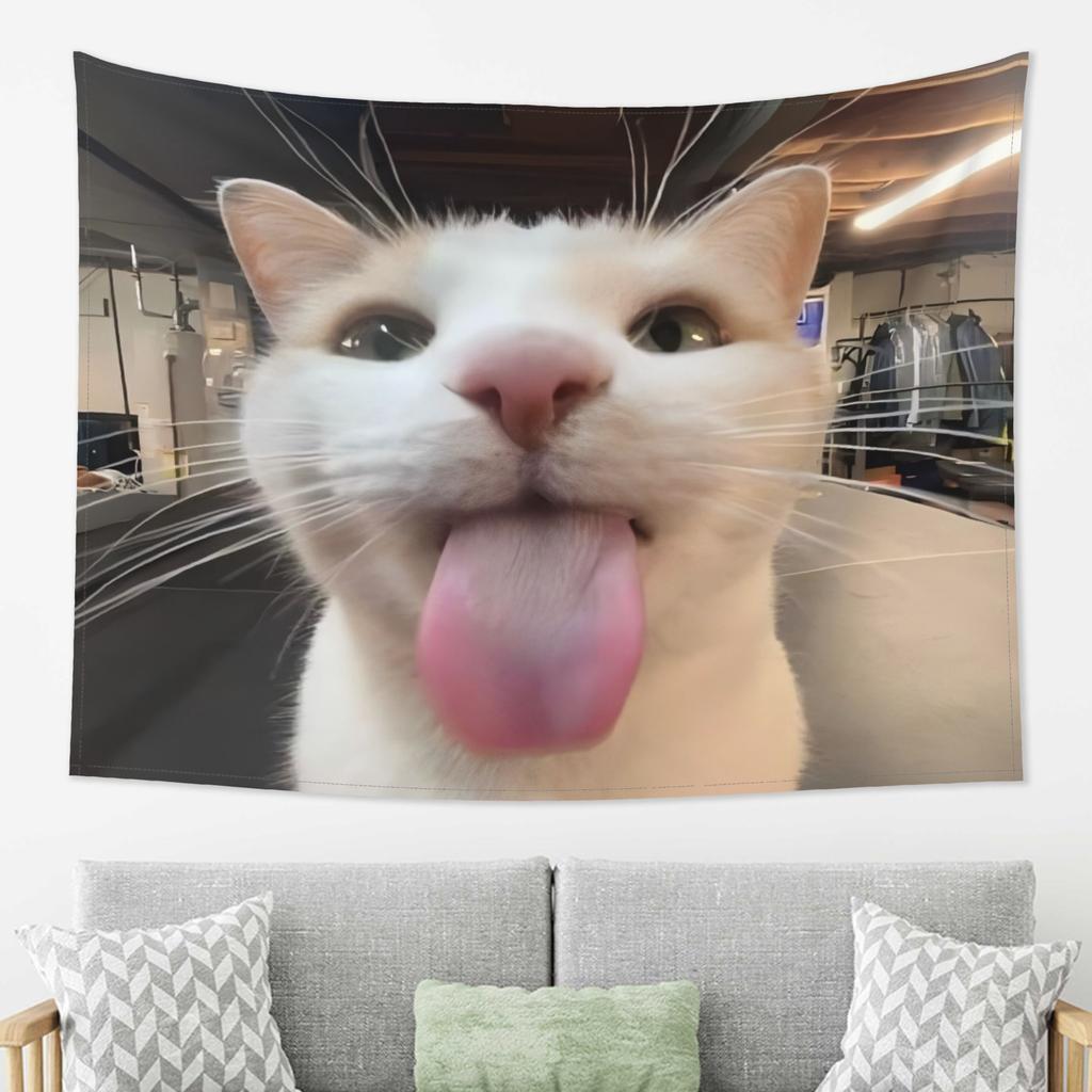 One Funny Kitten Tapestry Fresh Healing Home Corner Decor Bedroom Dormitory Living Room gift Family and Boyfriend or Friends