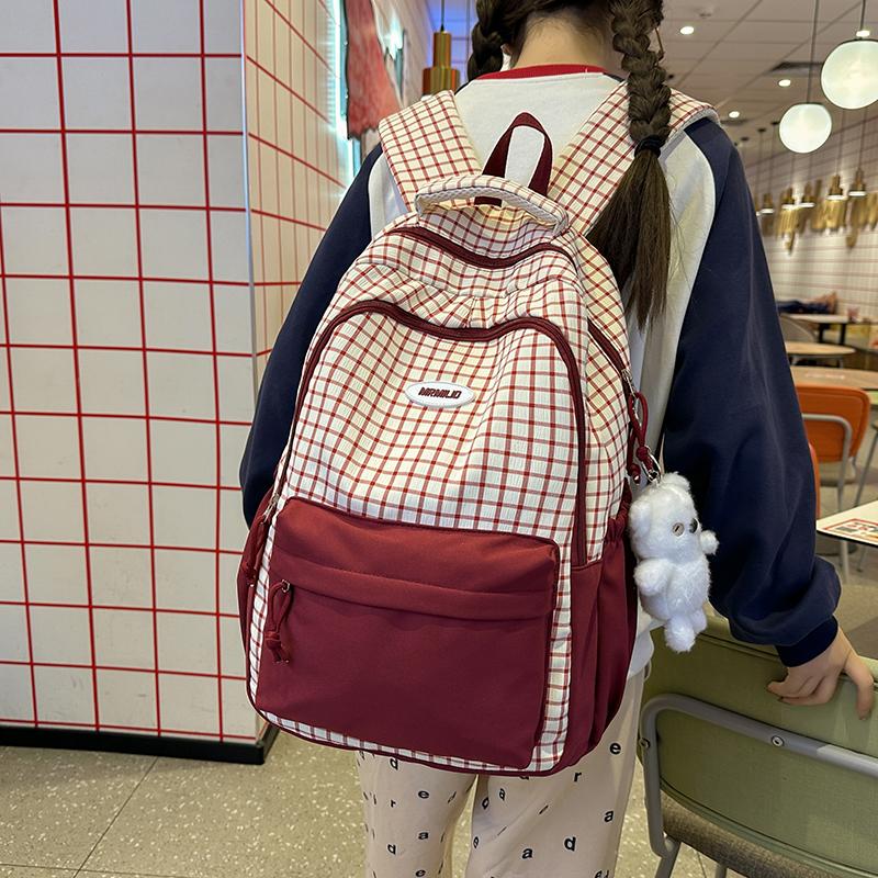 Женский легкий рюкзак большой емкости клетчатый рюкзак для школьников