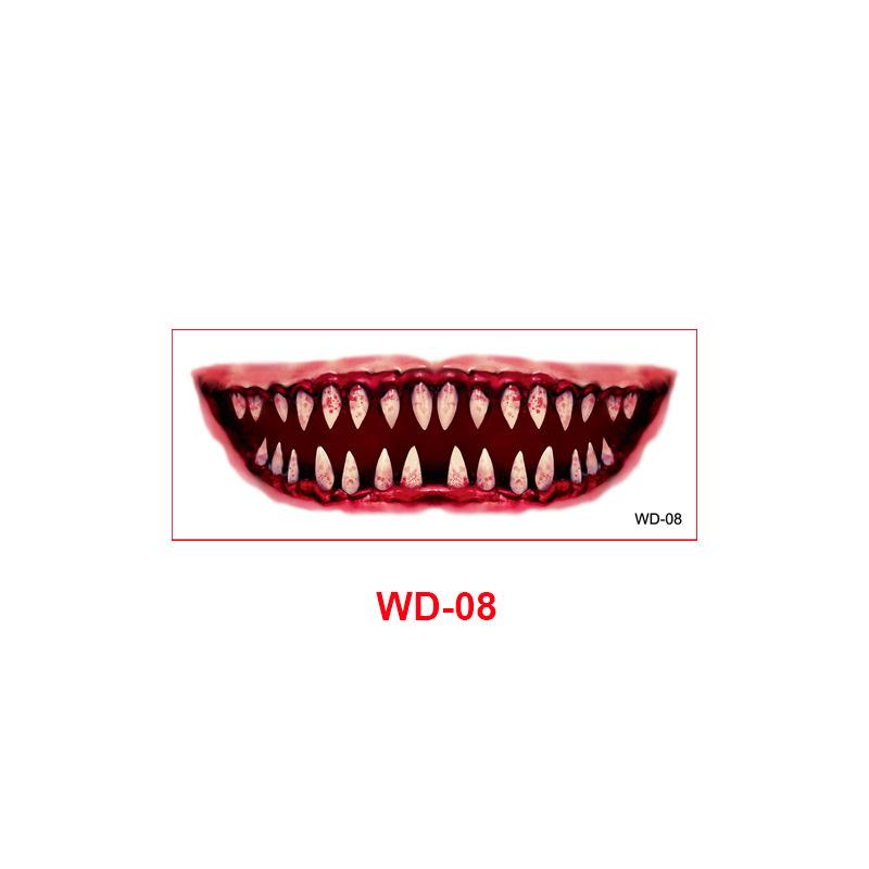 New Halloween horror big mouth tattoo sticker party party fun makeup thriller DIY mouth makeup sticker