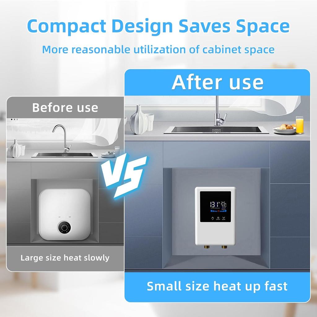 Проточный водонагреватель электрический 110В, 5500Вт мгновенный нагрев воды с пультом дистанционного управления и ЖК-сенсорным экраном, саморегулирующийся, защита от перегрева