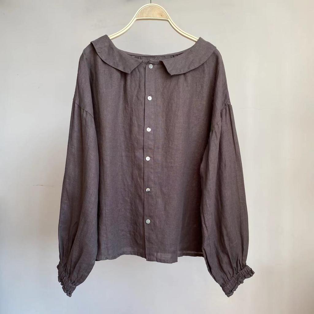 Johnature Женские топы весна-лето винтажные женские с отложным воротником свободные простые повседневные однотонные блузки