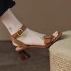 High Heels Women's 2025 Summer New Elegant Retro Square Head Word with Rear Zipper Open-toed Thick Heel Sandals Women