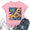 Women's Round Neck Casual Independence Day Printed Short Sleeve T-Shirt Top