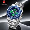 FOXBOX watches for men alarm clock date chronograph dual display quartz male watch luminous casual fashion mens wristwatch