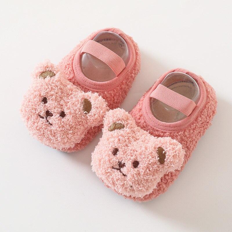 Cartoon Bear Socks Shoes for Newborn Infant Toddler Baby Autumn Winter Thick Warm Floor Socks Plush Indoor Sox