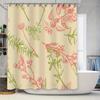 Vintage Botanical Shower Curtain Green Pink Floral Print Fabric Shower Curtains for Bathroom Decor Size72x84 Inches