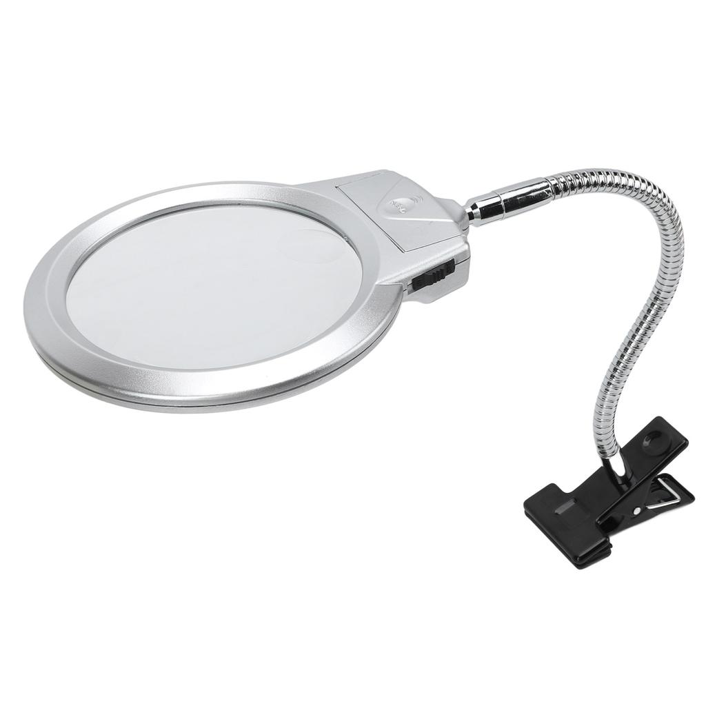 LED Illuminating Magnifier with Clamp Optical Lens Adjustment Hose Magnifying Glass with 2 LEDs for