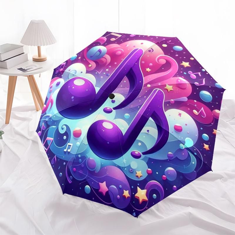 1pc Music Notes Fantasy Background Umbrella with Plastic Handle,Suitable for All Seasons Home Travel Outdoor UmbrellaDD195