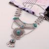 New Ethnic Style Necklace, Retro Exaggerated Alloy Turquoise Tassel Necklace