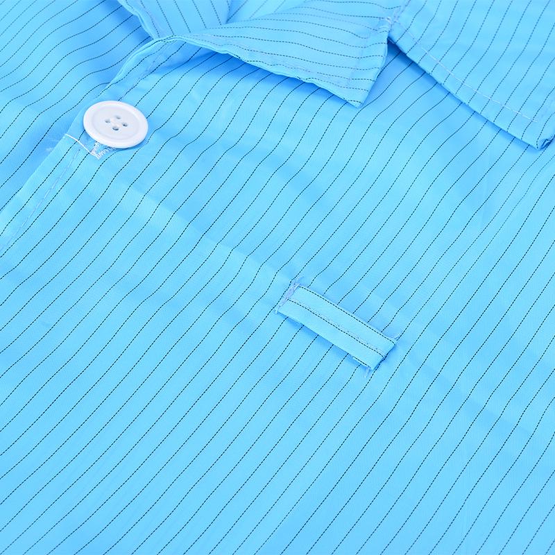 Anti-Static Blue & White Striped Lab Coat - Dust-Free, Dustproof Protective Workwear