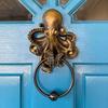 Pacific Giftware Decorative Octopus Skull Monster Resin Door Knocker with Cast Iron Knocker Wall Sculpture Door Ring Decoration
