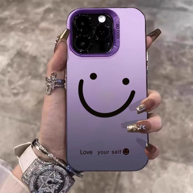 Smile Cheeks Electroplate Silver IMD Phone Case For iPhone 17 16 15 14 13 12 11 Pro Max 17 Air 16E X XS XR Matte Bumper Cover