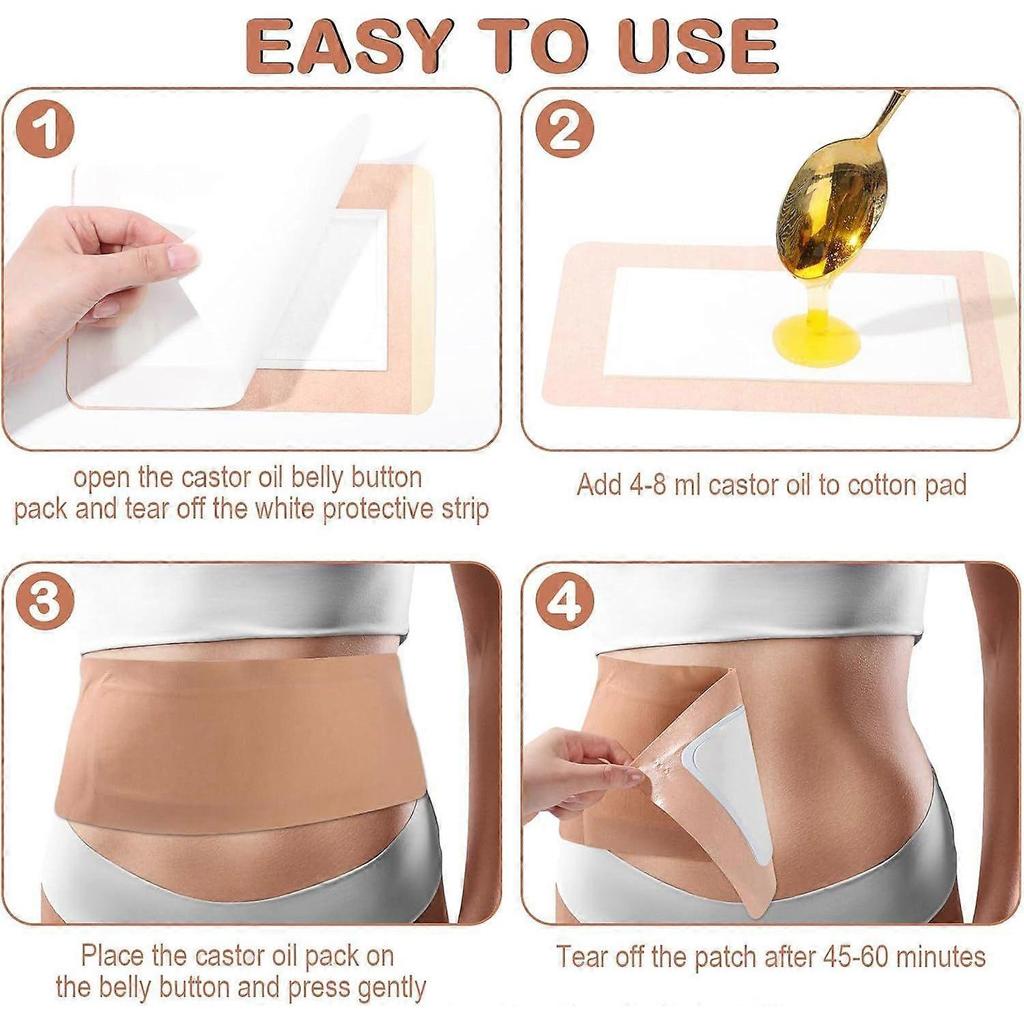 2025 Latest Model 120 Pcs Castor Oil Patches Kit Disposable Castor Oil Pack Wrap Self Adh
