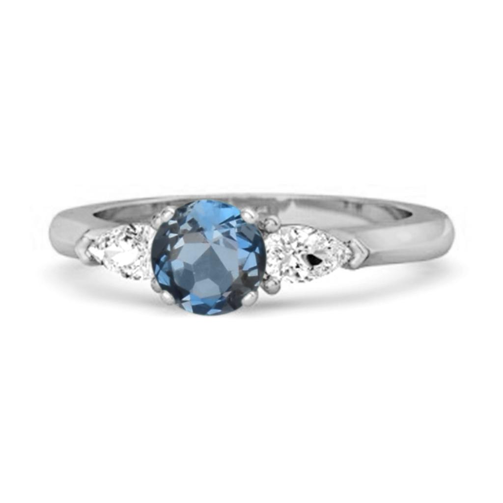London Blue Topaz Three Stone Pear Accent Ring - 925 Sterling Silver