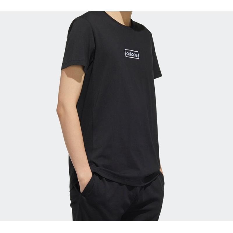 adidas neo M C Tee Sports Round Neck Short Sleeve Black Men's FP7467