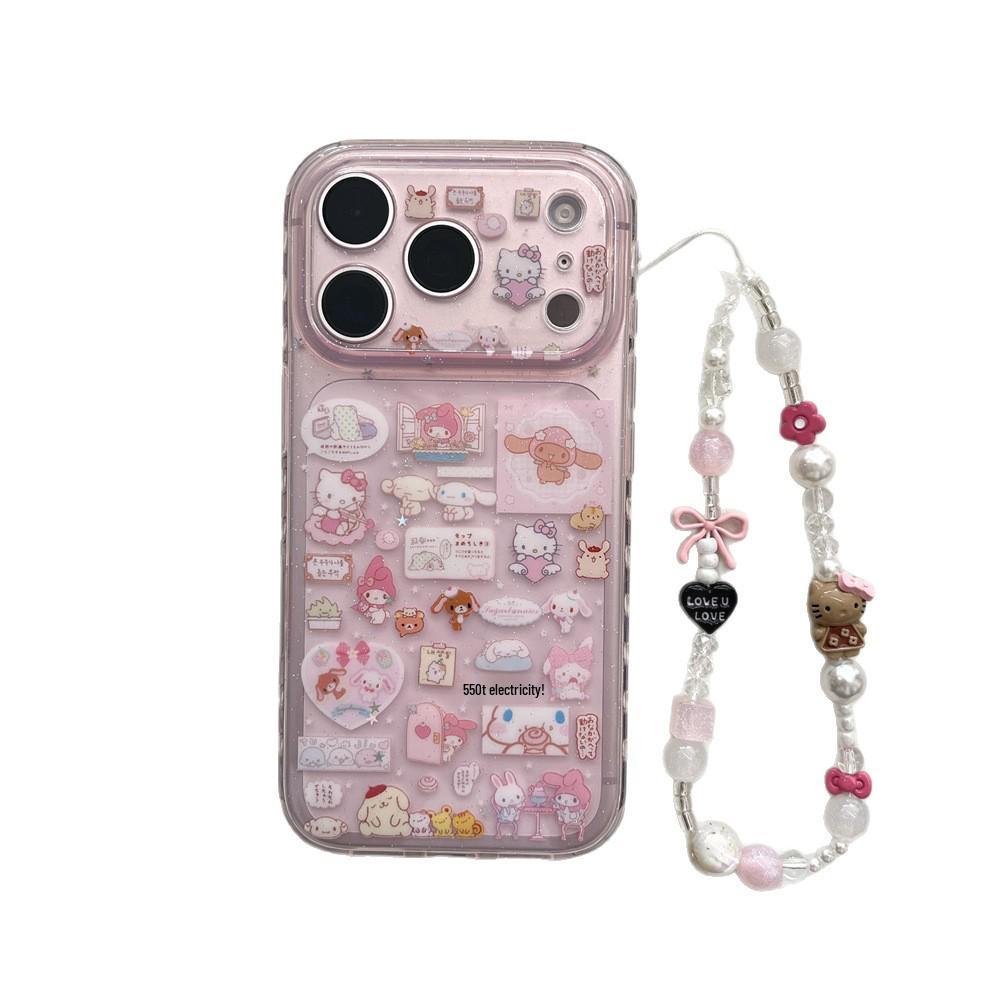 Розовый мультяшный чехол KT Cat с защитой от падения для iPhone 14/13 Pro Max
