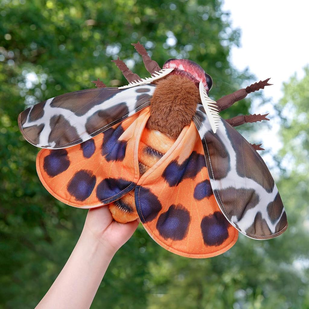 ZHONGXIN MADE Garden Tiger Moth Plush Toy, Realistic 11-inch Large Winged Moth Stuffed Animal, Soft and Unique Gift, Collectible, Decorative Gift for