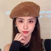 New Autumn and Winter Hat for Women's Retro Beret Big Head Circumference Showing Face Little Painter Hat Korean Casual and Versatile Front Hat