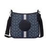 New Dempsey Fabric With Cow Leather Shoulder Bag, Crossbody Bag Large Size Women's Blue CA195-SVVGD