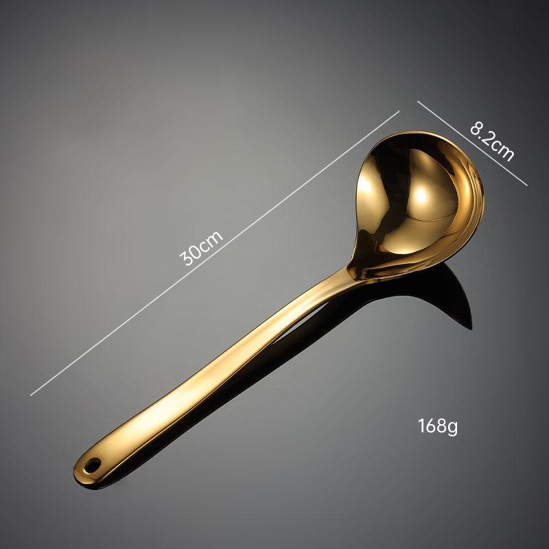HANYANG 304 Stainless Steel Soup Shell Leakage Spoon Gold Titanium Plated Multi-specification Hot Pot Soup Spoon Household Kitchen Tableware