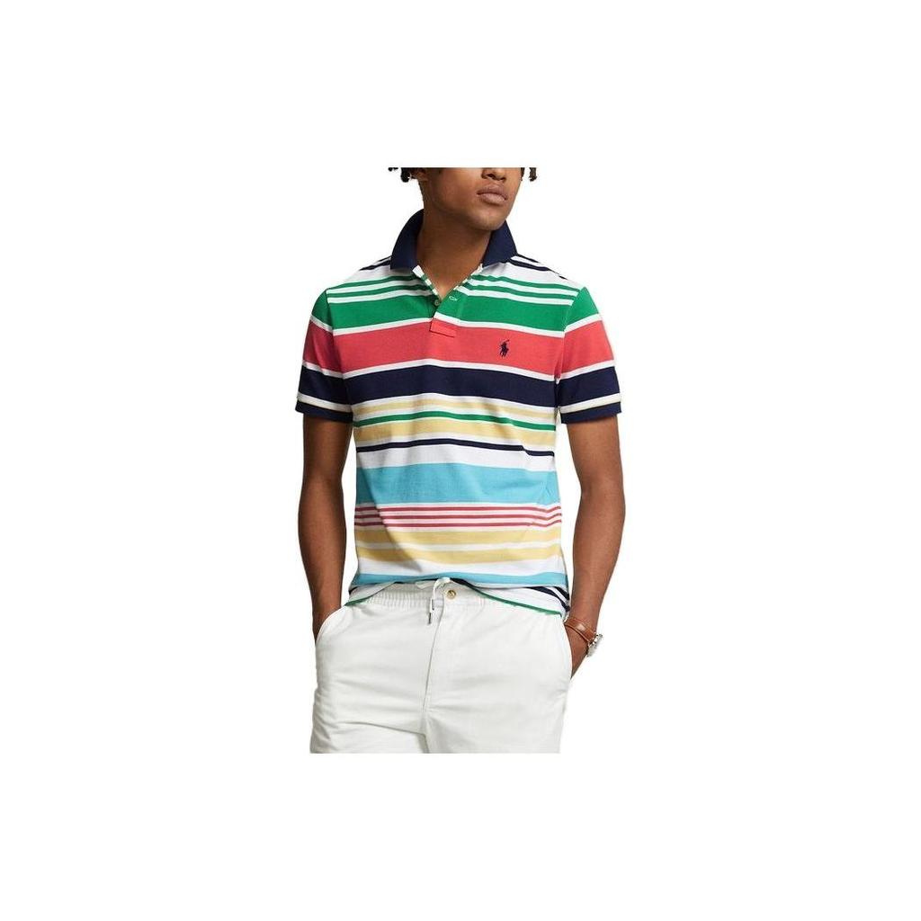 Polo Ralph Lauren SS23 Striped Logo Embroidered Short Sleeve Polo Shirt Men Polo Shirts Multicolor MNPOKNI1N822215-100