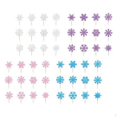 48x Рождественские топперы для кексов, украшение для торта, сделай сам, зимняя тема, снежинка