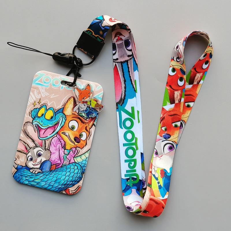 Zootopia Anime Card Holder, Bus & Metro Pass Case With Polyester Lanyard For Students