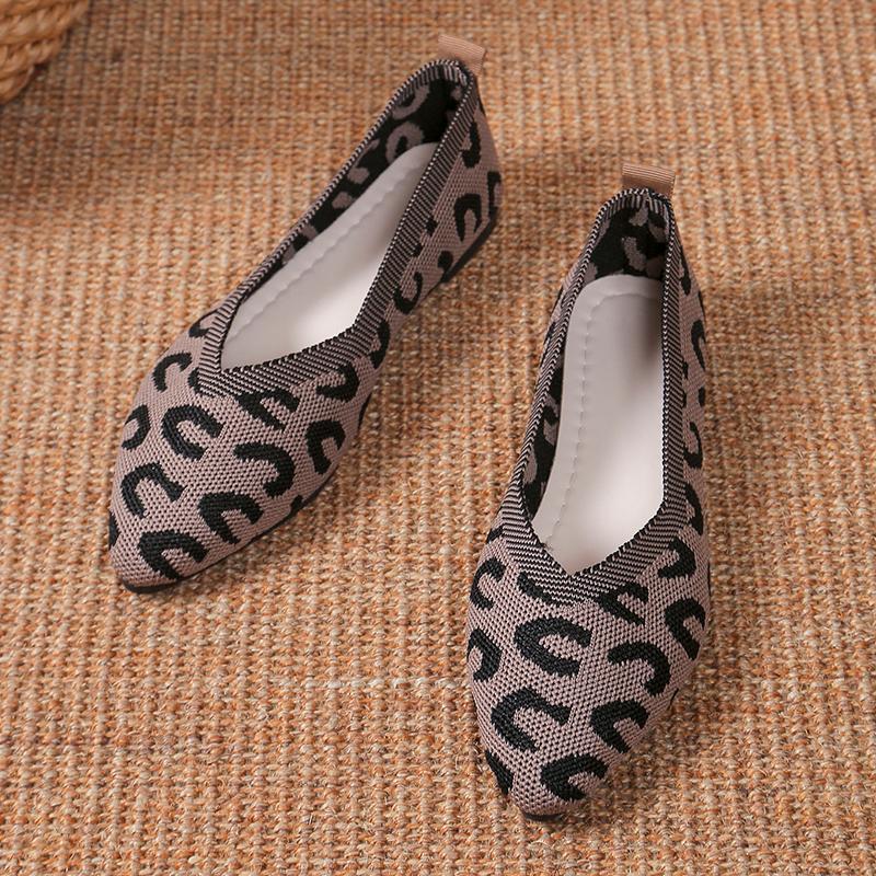 Модные туфли на плоской подошве с острым носком вязаные туфли женские повседневные туфли на плоской подошве 2024 года модные прогулочные туфли удобные трендовые платья женские туфли