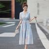 Fashion Jacquard Embroidered Dress Women's New Lace-up Waist and Thin Unique Skirt