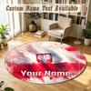 Round Rug Custom NamePoland Pattern Non Slip Carpet Home Floor Decor