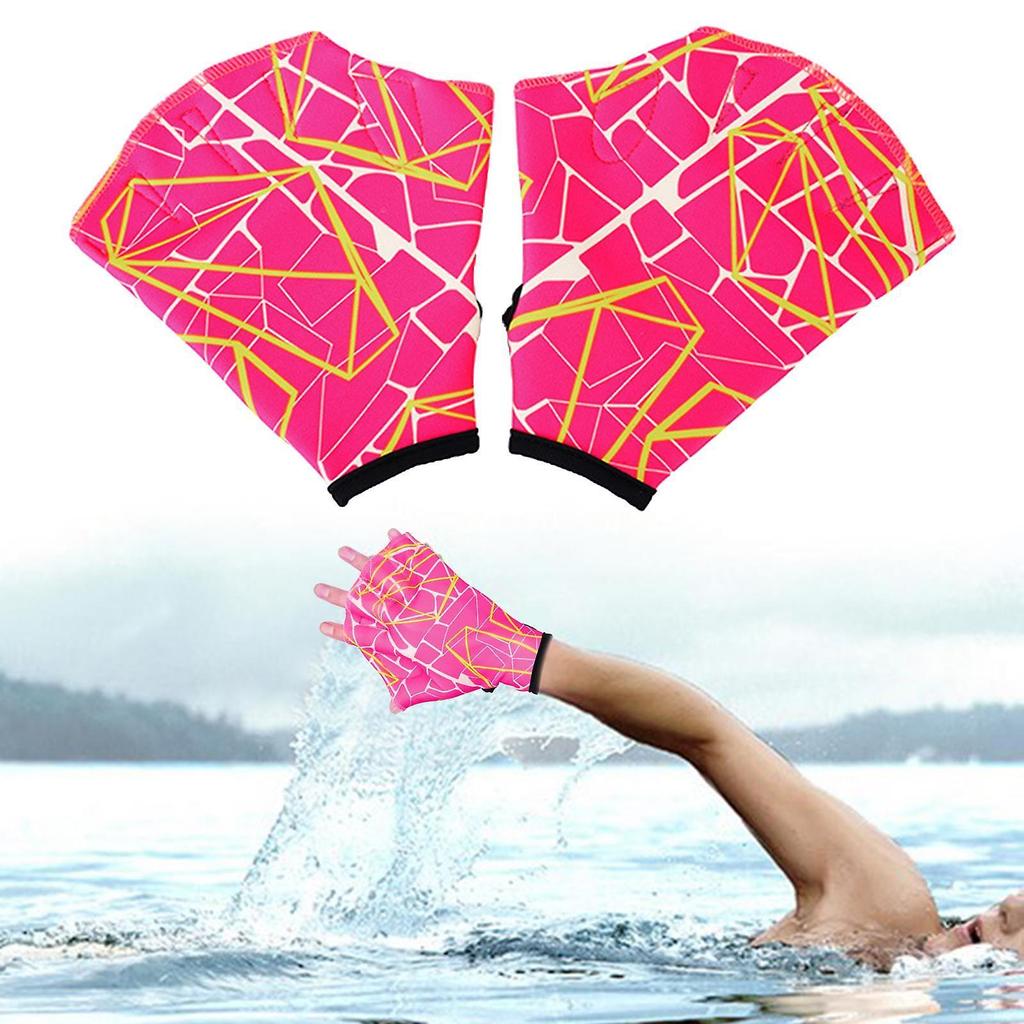 Frog Type Girdles Swimming Hand Swim Paddle Flippers Palm rose red L