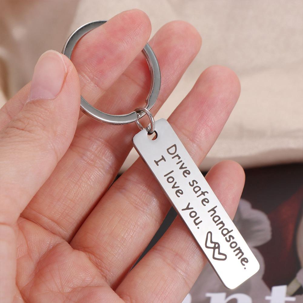 Double Sided Mirror Polishing Drive Safe Keychain Letter Keychain Anniversary