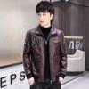 Осенне-зимняя новая кожаная одежда, мужская корейская модная брендовая модная кожаная куртка, молодежное плюшевое утепленное пальто, мужская одежда