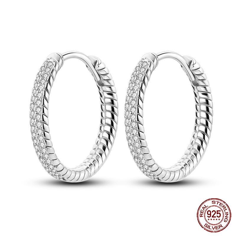 Charms Double Hoop Earrings For Women 100% 925 Silver Cubic Zircon Heart Star Moon Earrings Elegant Birthday Jewelry Gifts