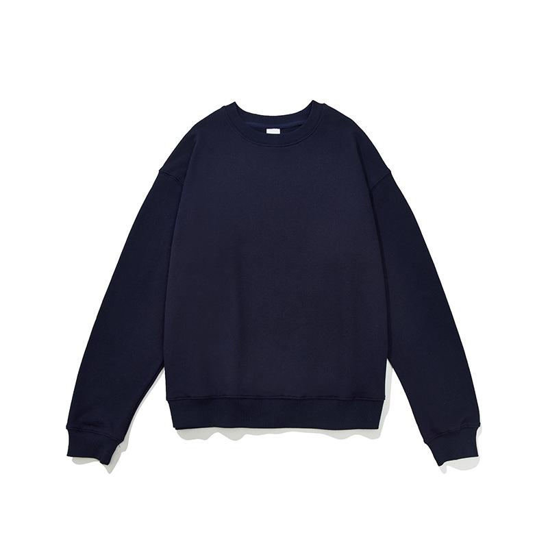 Men's Solid Crewneck Sweatshirt 380G French Terry Cotton Oversized Casual Pullover Unisex Couple Top