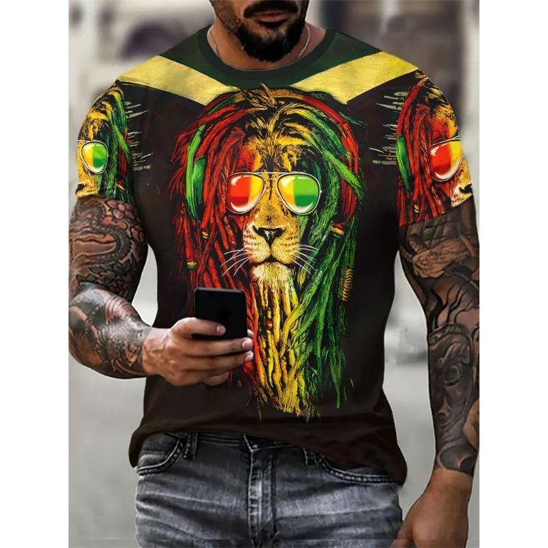 Мужская уличная футболка с рисунком льва, с коротким рукавом, с 3D-принтом животного, модная, в стиле хип-хоп, мужская футболка, с круглым вырезом, повседневный топ