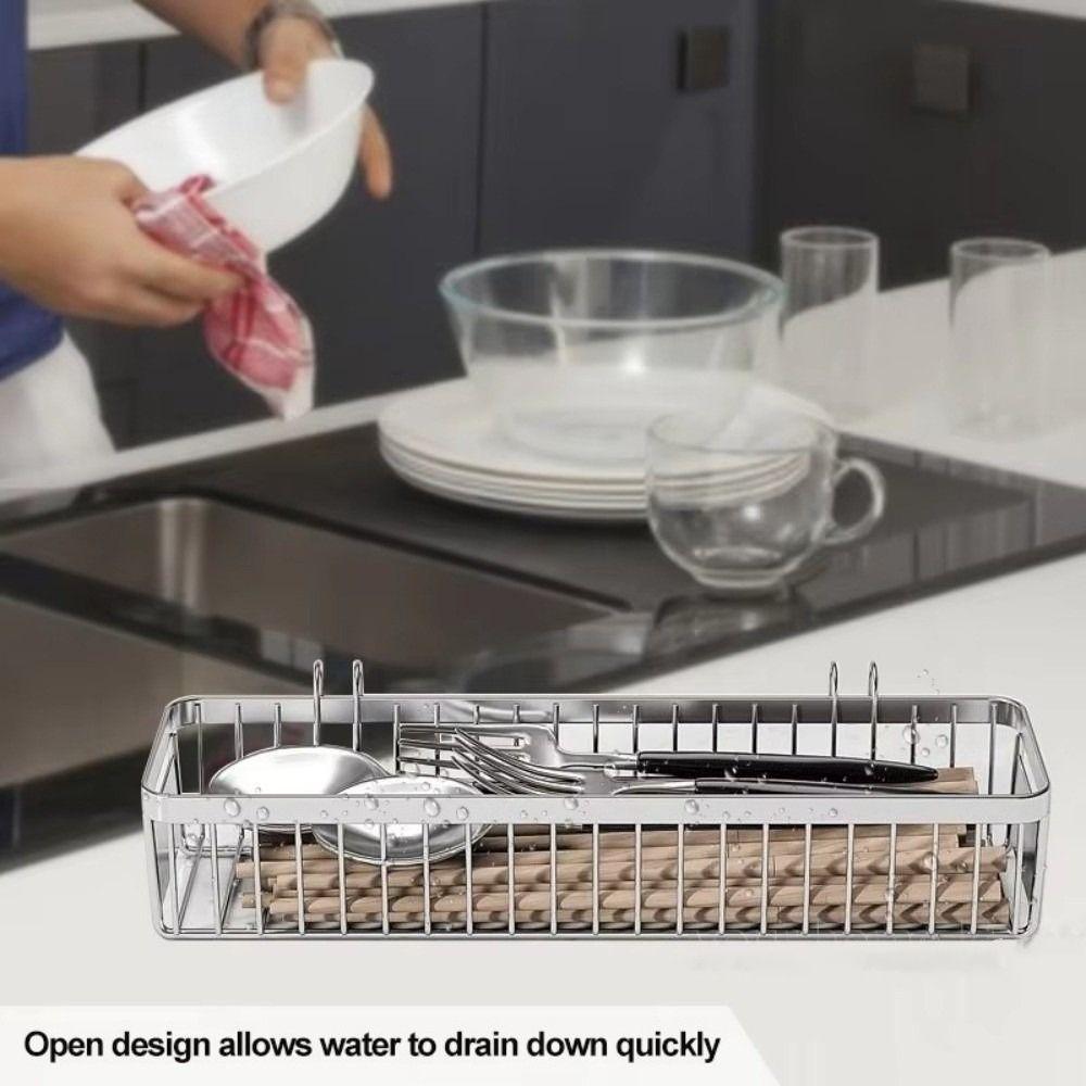 Rust Proof Hanging Cutlery Holder Stainless Steel Cutlery Drainer Rack Kitchen Use