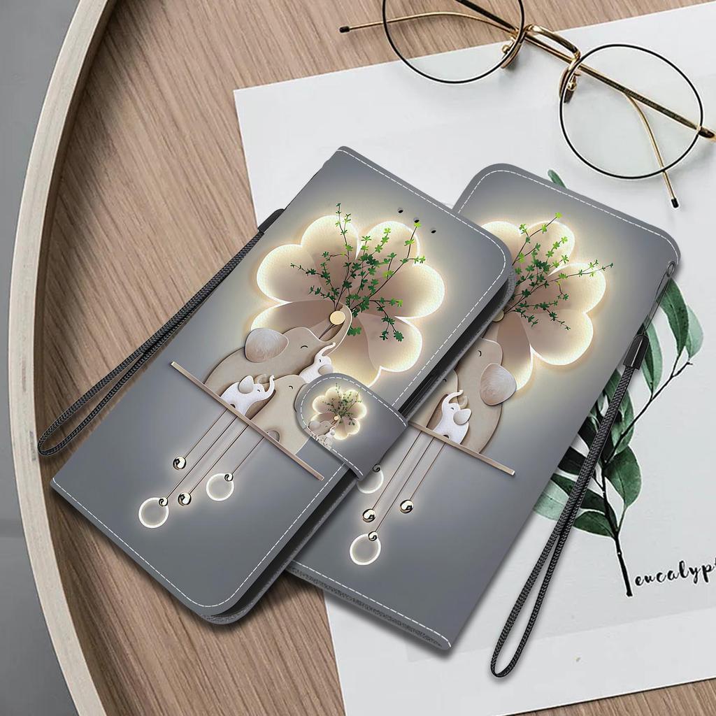 3D Абстрактное искусство Живопись Цветы Животные Кожаный телефон Кошелек Чехол-книжка Подставка для iPhone 15 Pro Samsung A16 Redmi Note 14 Магнитный слот для карт Флип-чехол