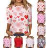 Women's Tops Three-quarter Sleeve Valentine's Day Shirt Round Neck Loose Casual Shirt