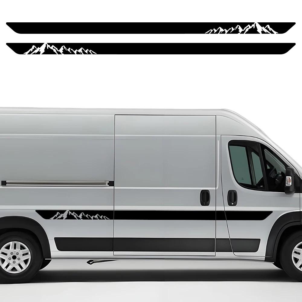Наклейки на борт автомобиля для Fiat Ducato L3 L4 (2006-на) Автодом Фургон Виниловые Наклейки Декор Горы Деревья Аксессуары