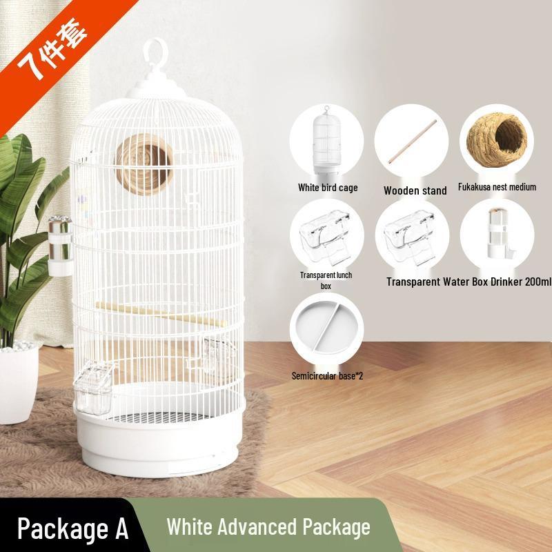 Роскошный круглый металлический набор клеток для попугаев, волнистых попугайчиков, корелл и майны