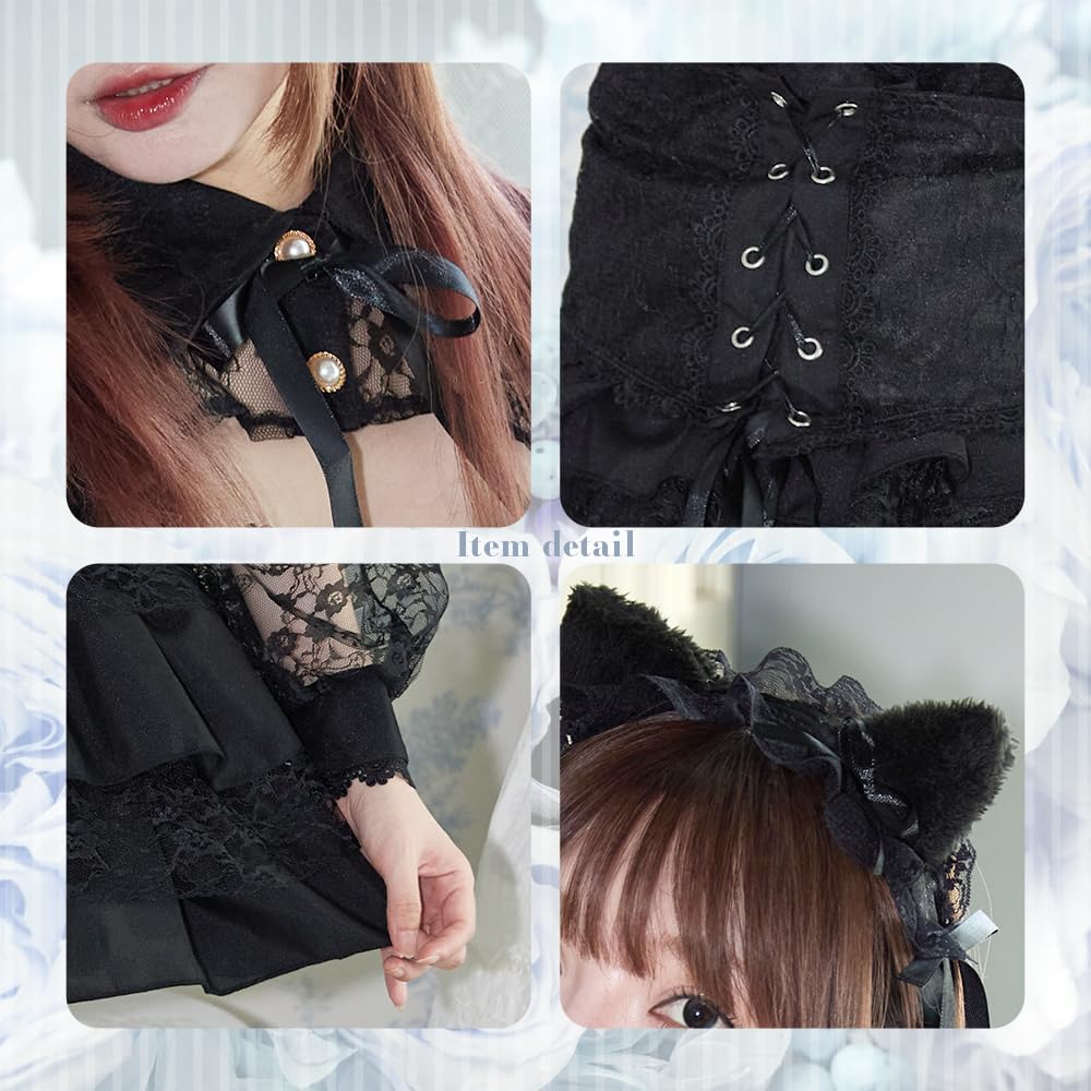 Brightlara Хэллоуин Косплей Кошка Белый Черный Костюм, Кошка, Кошка, Женский, cos074-BK-L